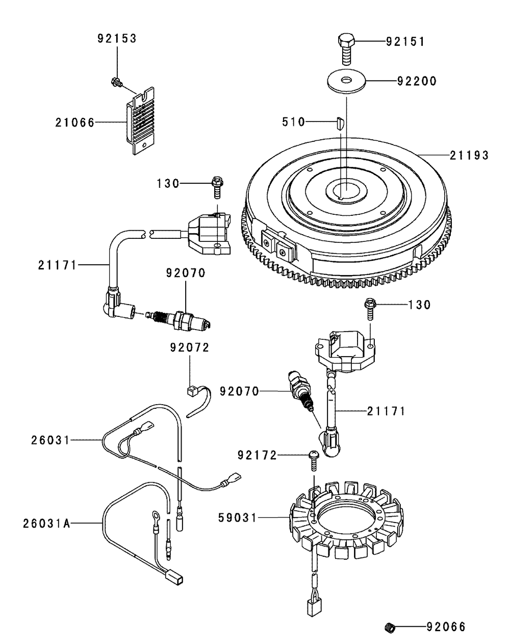 Kawasaki Fx850v-As00 Electric Equipment Diagram and Parts List for M60-KW (53AI8CT6050-31HP-OHV)(2010) Cub Cadet Lawn Tractor